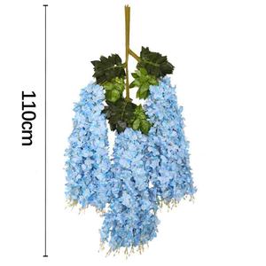 Guirlande de fleurs de glycine artificielles: belle décoration de jardin de mariage et de salon avec vigne en plastique et feuilles vertes - Product Image 6