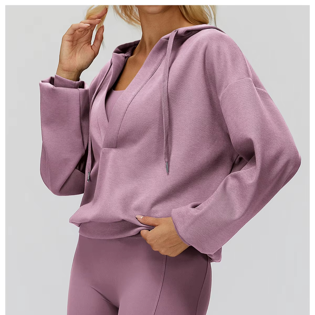 Women's Plus Size Solid Loose Long Sleeve Breathable Sweat-Wicking Four-Way Stretch Quick Dry V-neck Spandex/Polyester Yoga