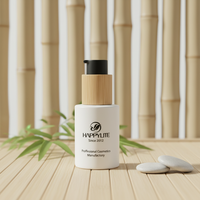 Tapa de Bambú para Botella, Personalizable con Serigrafía de Logotipo, Botellas de Vidrio Blanco Mate de 30 ml