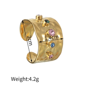 Bague ouverte <span class=keywords><strong>vintage</strong></span> en acier inoxydable non terni bagues en or pour femme en or véritable 18 carats - Product Image 4