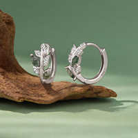 Nouveauté, boucles d'oreilles en argent S925 avec agate verte mousse, boucles d'oreilles créoles en pierre CZ, hypoallergéniques, cadeau d'anniversaire BSE1314