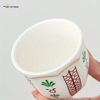 Tasse à Qahwa arabe en porcelaine octogonale de 100 ml, motif ethnique peint à la main, petite tasse Kahwa sans anse pour l'hôtellerie du Moyen-Orient