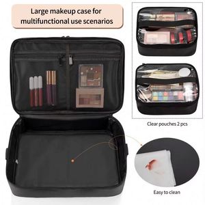 Free Sample Large Cosmetic Travel <b>Case</b> Double Layer Large <b>Makeup</b> Bag Waterproof <b>Makeup</b> Artist Storage Box - Product Image 3