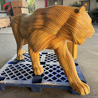 Barang Dekoratif Bertema Harimau dari Rotan Buatan Tangan dengan Laminasi Mengkilap dan Logo Kustom untuk Pajangan Jendela