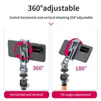 Support de téléphone de bureau flexible en métal personnalisé avec pince universelle pour smartphone, adaptateur de montage sur trépied et griffe porte-accessoire