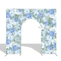 Arche de bienvenue en aluminium robuste 32 mm, 10x9 pieds, motif Hortensia Bleu, pour portail de mariage et mur de fond floral