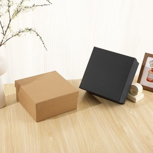 Caja de Regalo Cuadrada Grande de Papel Kraft Negro para Recuerdos de Boda, Dulces y Uso Comercial - Product Image 1