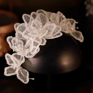 Hera Korean Style Handmade Ethereal Beauty Hollowed-out Mesh Rhinestone Flower Headband <b>Wedding</b> Dress <b>Accessories</b> Bridal - Product Image 3