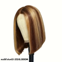 Perruque Bob à Raie Centrale pour Femme, en Fibre Haute Température, Couleur Dégradée Tendance, Petite Taille, pour Femme Afro-Américaine