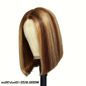 Parrucca Bob da <span class=keywords><strong>Donna</strong></span> con Riga Centrale, Realizzata a Macchina con Fibra Resistente alle Alte Temperature, Colore Sfumato alla Moda, Taglia Piccola per Donne Africane - Product Image 5