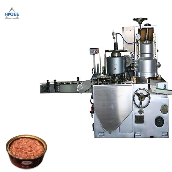 Higee halal luncheon meat filling and seaming machine food can meatloaf filler seamer labeller
