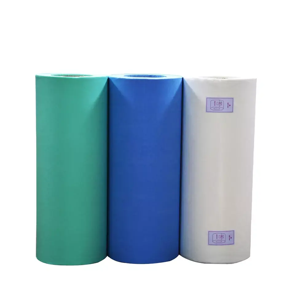 Zachte Blauw/Groen/Wit Hoge Kwaliteit Medische Disposable Steriele Crêpepapier Roll Voor Ziekenhuis Apparatuur Verpakking