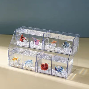 Mini pecera pequeña acrílico transparente bloques de construcción Betta Fish Goldfish Tank escritorio plástico Betta Fish Aquarium - Product Image 6