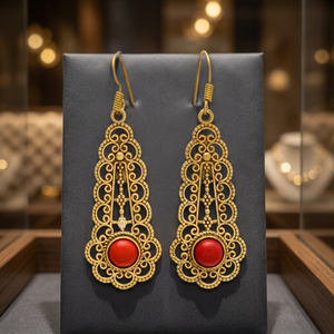 Pendientes de latón con piedras preciosas, chapados en rodio, hechos a mano, estilo bohemio, pendientes de moda. - Product Image 2