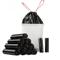 Sacs poubelles biodégradables noirs personnalisés avec logo imprimé en gros, rouleaux de sacs poubelles ménagers