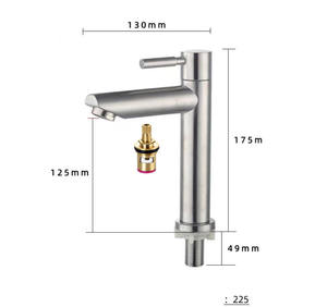 Stainless steel 304 single cold <b>brushed</b> color, factory wholesale, engineering style, brass valve core washbasin faucet - Product Image 4