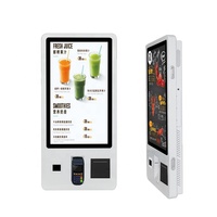 Système de point de vente Android et Windows 10 de 32 pouces, borne interactive de commande automatique pour restaurant, borne de paiement, borne de point de vente commerciale