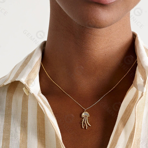 Collana Choker Gemnel Serpentina Jellyfish Placcata Oro Argento 925 Finitura Incisa con Zirconia Cubica e Catena di Prolunga - Product Image 5