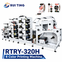 RTRY-320H 3 + 4 + 1 Machine d'impression d'étiquettes d'autocollants de bouteilles Delam Relam 8 couleurs avec moniteur vidéo