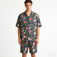 Tissu satiné 100 % coton imprimé numériquement à motifs tropicaux hawaïens pour chemises et cravates pour hommes - Textile chinois