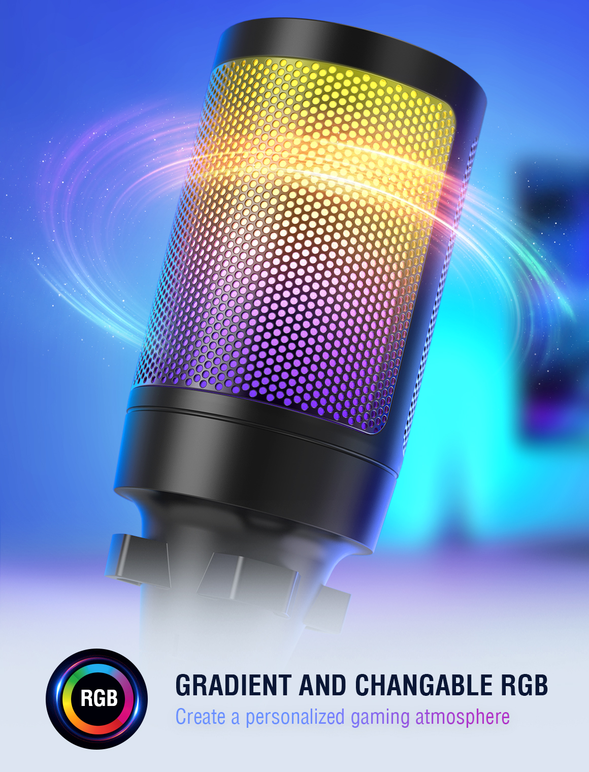 Fifine A6V Ampligame USB RGB Gaming Mic Microphone