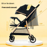 Poussette bébé pliable et portable à quatre roues, avec cadre en acier inoxydable, inclinable et réglable, haute position, capacité de charge 20 kg