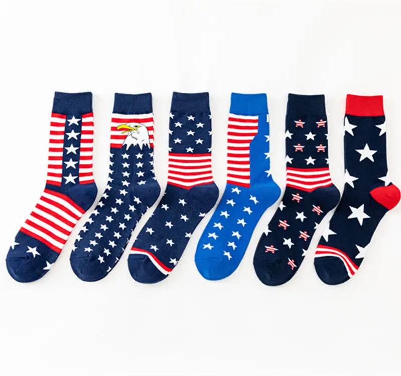 Spot Autumn And Winter New Long Happy Men's Flag Cotton Socks Casual Fashion Socks Wholesale