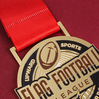 Médaille de compétition sportive en métal, personnalisée avec logo imprimé numériquement, plaquée or, pour marathon
