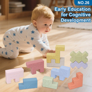 맞춤형 부드러운 고무 블록 - 쌓기 및 치아발육 장난감, 대형, 10개 교육용 어린이 장난감 (조립 및 놀이용) - Product Image 4