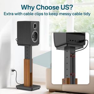 Paires de supports de haut-parleurs au sol réglables en hauteur, aspect bois, pour enceintes satellite/studio/étagère, capacité de 50 lb, compatibles Klipsch/Edifier - Product Image 5