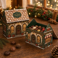Boîte cadeau pliable magnétique personnalisée en forme de maison pour la veille de Noël, avec couvercle rabattable, pour chocolats et friandises
