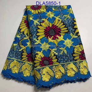 Vente en Gros Tissu Wax Hollandais Ankara Véritable de Bonne Qualité avec Broderie Cordon et Dentelle - Product Image 3