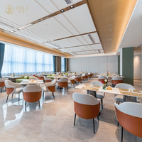 Table et chaises de restauration rapide en bois massif moderne, style mexicain, mobilier de restaurant d'hôtel, sièges de banquette hauts pour une solution unique