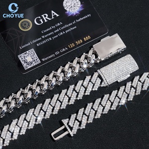 2rows Moissanite Classical 15mm Cuban Link <b>Chain</b> Necklace Rhodium Plated 925 Silver Hiphop <b>Iced</b> <b>Out</b> Jewelry GRA Certified - Product Image 3