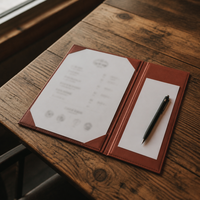 Porte-menu en cuir, dossier de menu, classeur A4 en cuir, porte-documents de luxe rustique en cuir, étui de présentation d'entreprise