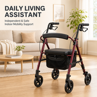 Chariot de rééducation pliable à quatre roues avec siège pour seniors - Aide à la mobilité pour les courses et la marche