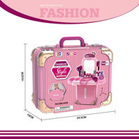 Ensemble de coiffeuse en plastique 3-en-1 pour enfants avec miroir design valise, jouet cosmétique de jeu d'imitation pour filles