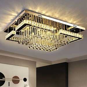 Grand Plafonnier Monté en Surface Lustre Boule de Verre en Cristal K9 Dimmable de Luxe avec Télécommande - Product Image 5