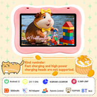 Tablette éducative pour enfants 7 pouces, best-seller, nouvelle, Android 12, MTK Quad Core, 4 Go + 32 Go, batterie 3000 mAh, Wi-Fi, résolution 1024x600