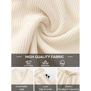 Conjunto de 2 Piezas de Verano para Hombre, Estilo Casual, Camisa de Manga Corta con Botones, Pantalones Holgados, Traje Deportivo a Rayas Texturizadas - Product Image 6