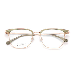 Monturas de Gafas Rectangulares Verdes Transparentes 7121 53-17-148, Montura Completa, Patillas de Aleación, Anti-UV, Unisex - Product Image 1