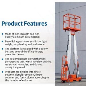 Nouvelle <span class=keywords><strong>plateforme</strong></span> de travail électrique compacte HZHI à mât unique en alliage d'aluminium, hauteur 4m-16m, capacité 100kg, 4 personnes, vitesse 3-5m/min - Product Image 4