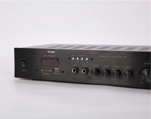 مضخم صوت احترافي FS-206 مع معالج إشارات رقمي وبلوتوث وراديو FM ومنفذ USB، معدات صوتية بقوة 60 واط × 2 قناة واحدة للاستخدام المنزلي/الكاريوكي - Product Image 5