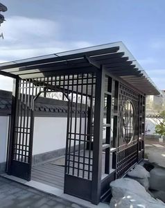 Отдельностоящая современная беседка из алюминиевого сплава с водонепроницаемой крышей из закаленного стекла с двойным остеклением, экологичная, для двора, на все времена года - Product Image 1