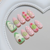 Uñas Postizas W2211 con Diseño de Mariquita, Notas Musicales y Puntos, al por Mayor, Lindas y Divertidas, Estilo INS, ABS Premium, Disponibles en Stock
