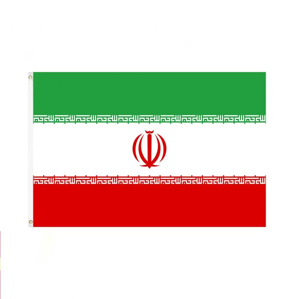 Drapeaux en polyester de qualité supérieure finement traités 3x5 FT Drapeau iranien se vendant bien dans le monde entier