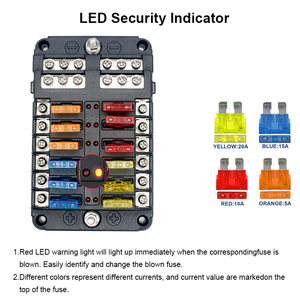 Boîtier de fusibles marin étanche 12 voies 100 ampères à lame, circuit 12V DC, <span class=keywords><strong>pour</strong></span> <span class=keywords><strong>voiture</strong></span>, bateau, automobile avec LED - Product Image 4