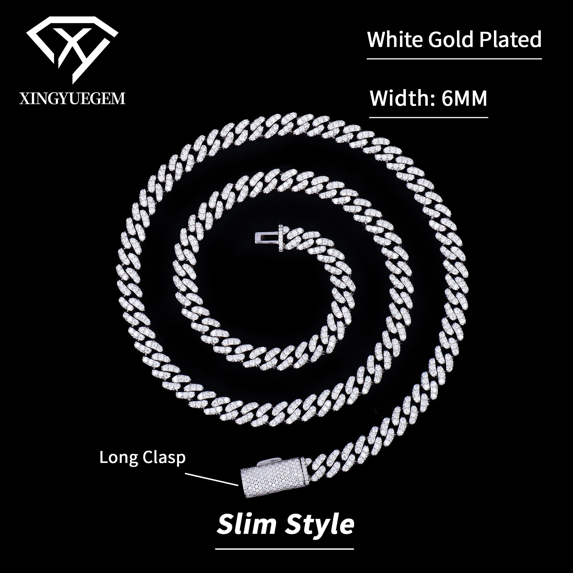 White Gold Plated(Long Clasp)