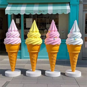 Scultura Gigante in Vetroresina a Forma di Cono Gelato per Esterni, Statua Realistica in FRP per Centri Commerciali e Decorazioni per Negozi - Product Image 4