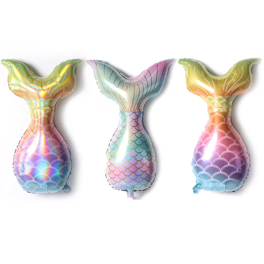 large mermaid tail Helium Foil balloons Animal balloon for children Birthday Party Decoration Fish Tail Gradient Color balloon